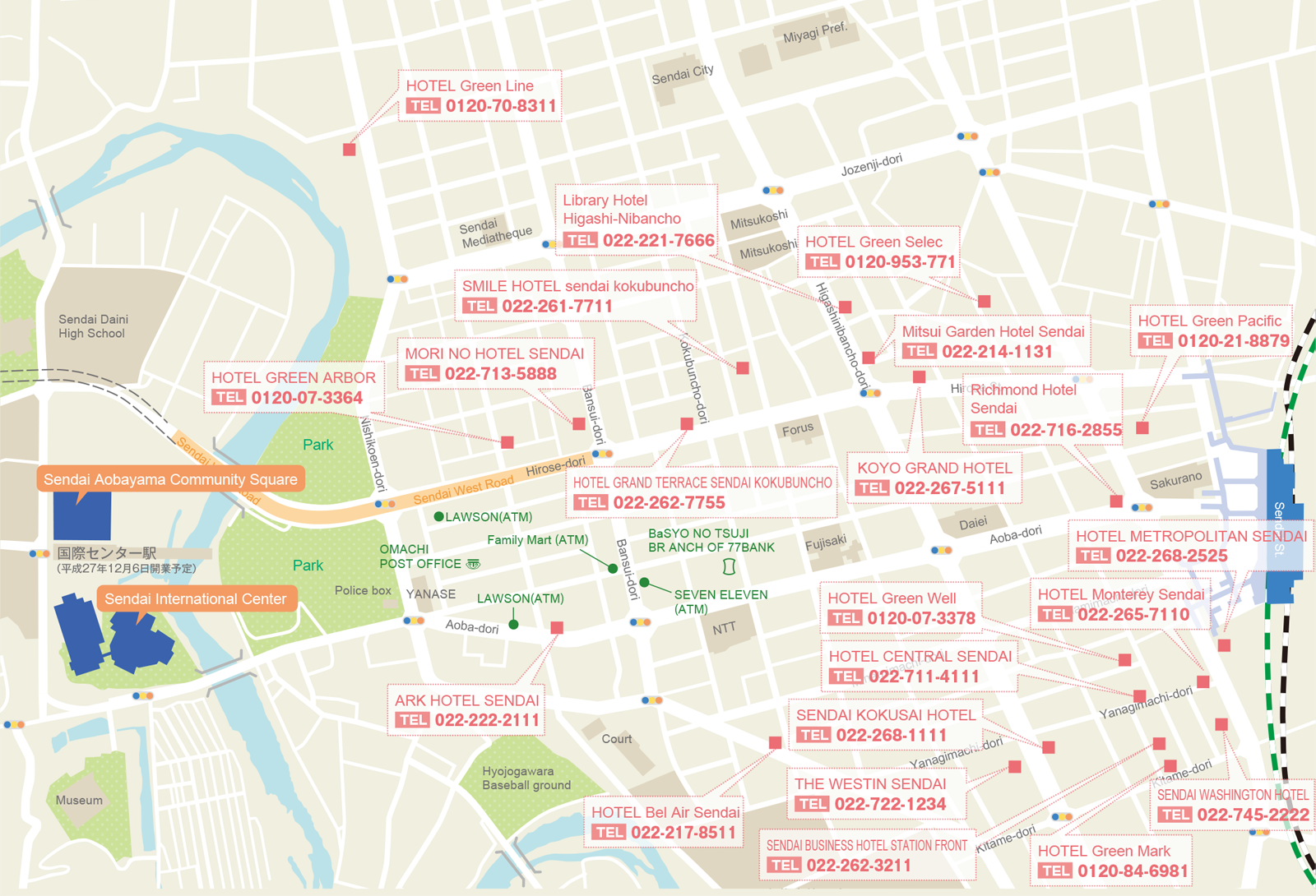 Bank, Hotel, Convenience Facilities