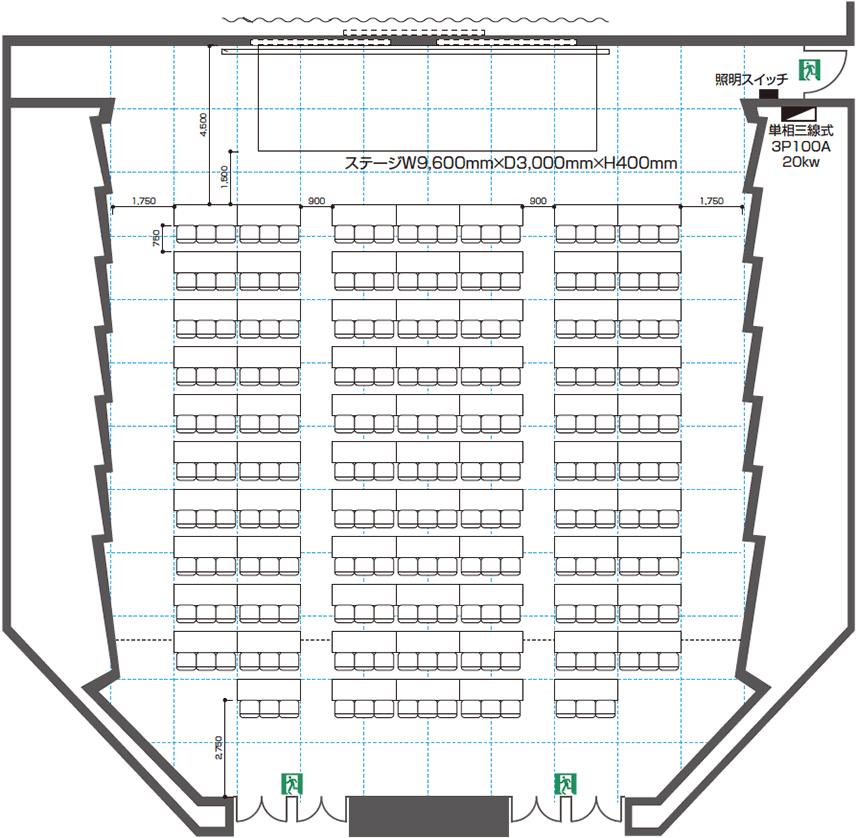 Classroom Style 225 seats